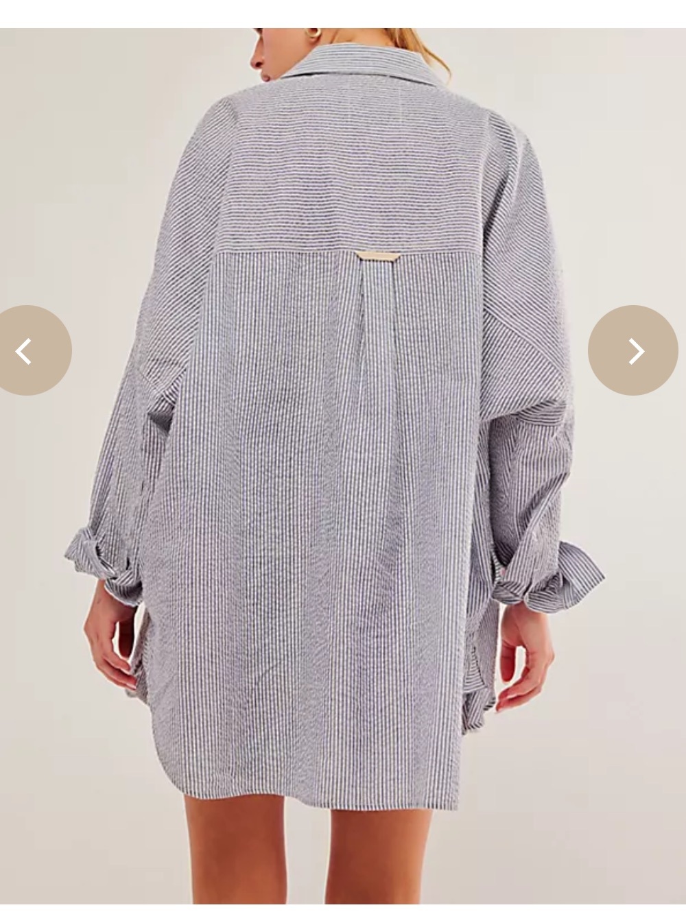 Intimately Free People Cloud 9 Lounge Shirt Large Oversized Striped Blue